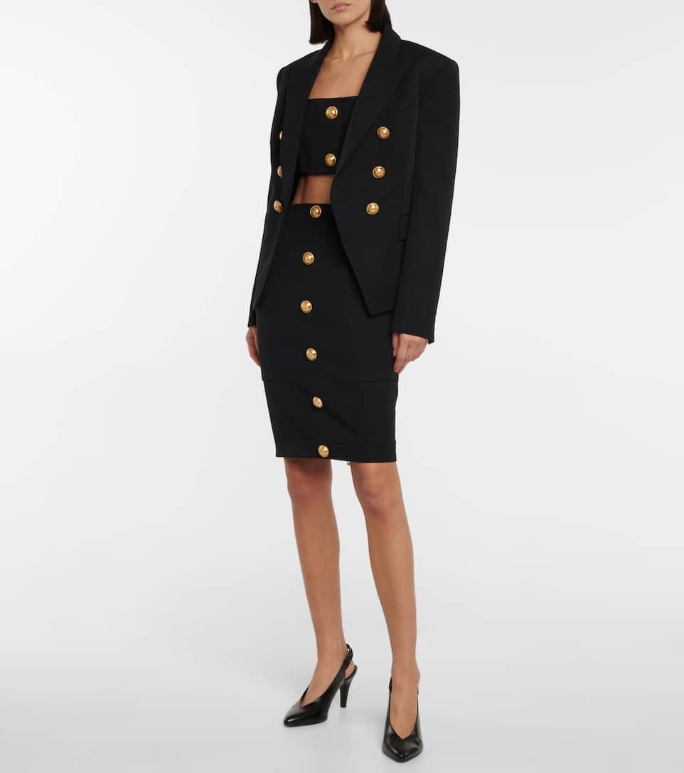 Double-breasted wool blazer - 2