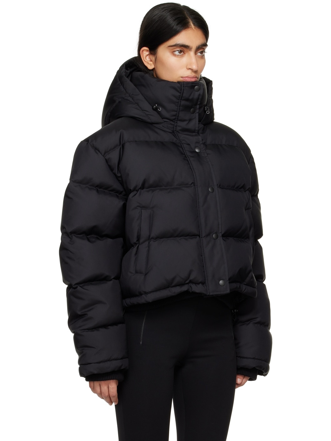 Black Hooded Down Jacket - 2