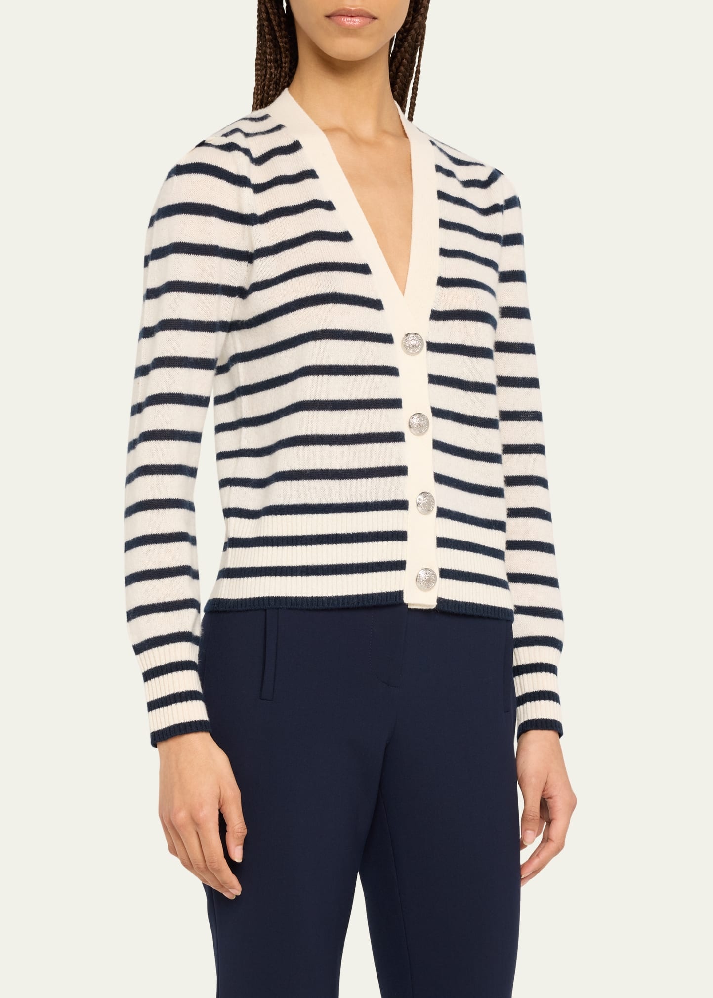 Solene Stripe Cashmere Cardigan - 4