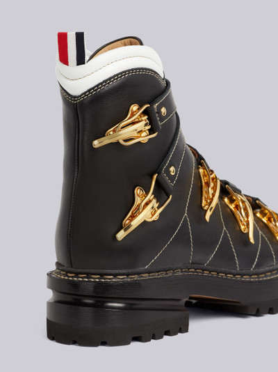 Thom Browne Black Vitello Calf Leather Brass Toe Stacked Sole Multi Buckle Ski Boot outlook