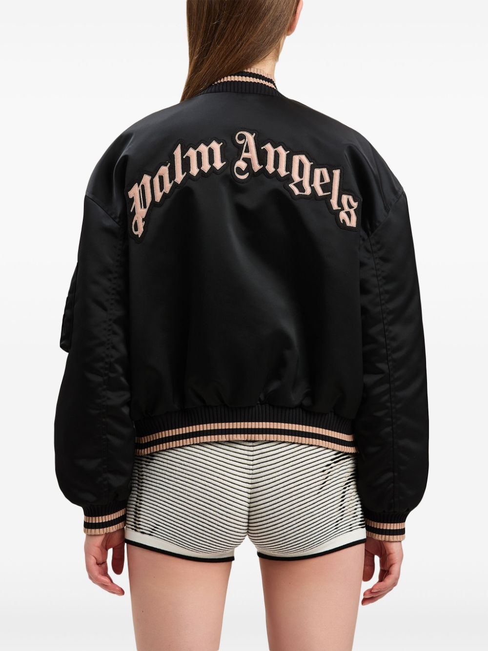 curved logo bomber jacket - 5