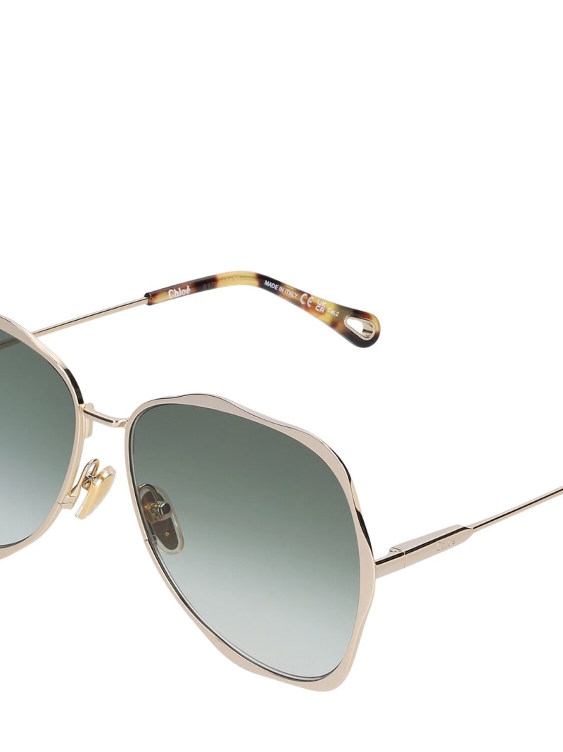 Oval oversize metal sunglasses - 4