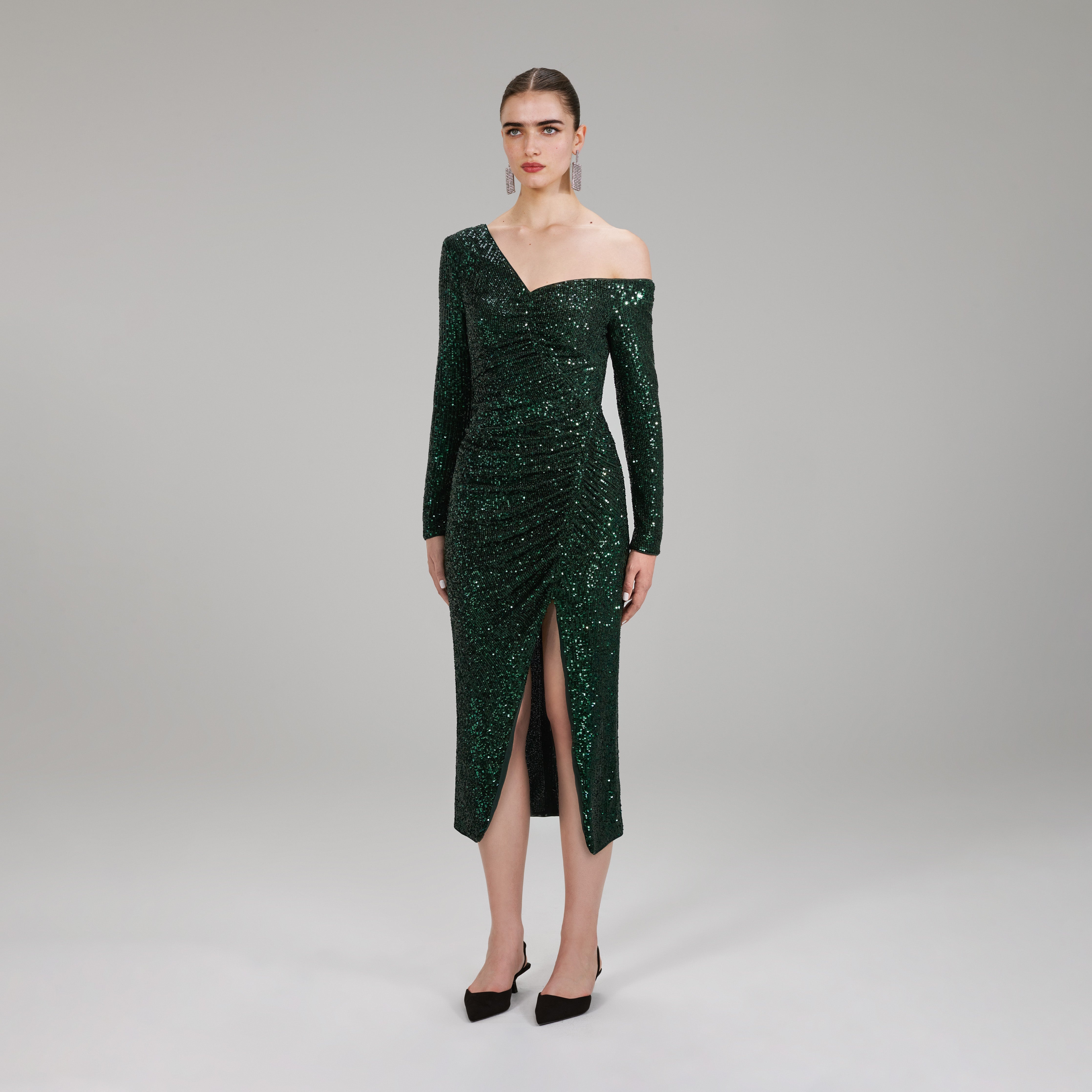 green emerald velvet dress Gold Sequin Mini Dress – self-portrait-US main image 0