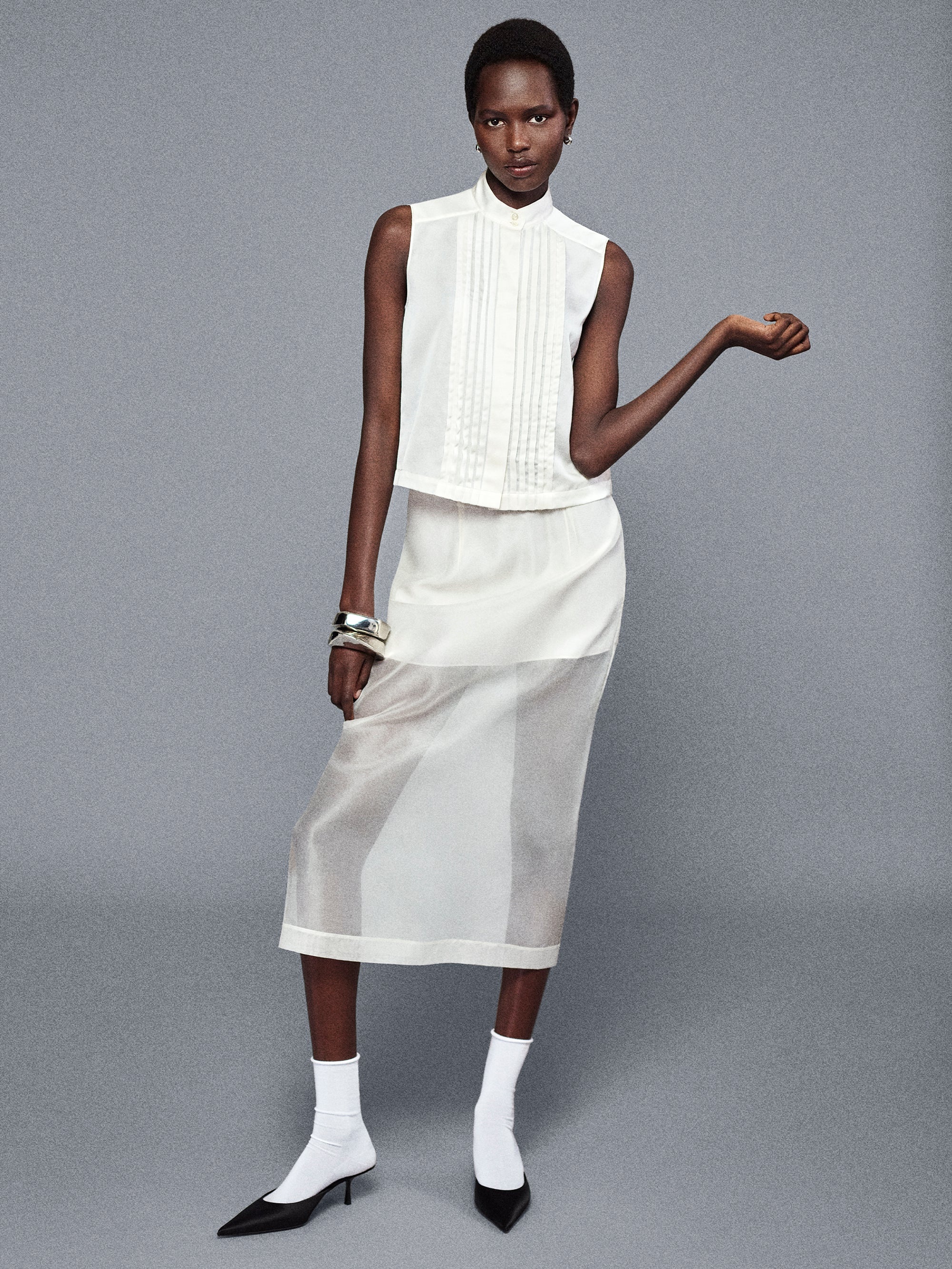 The Silk Organza Skirt in Alabaster - 2