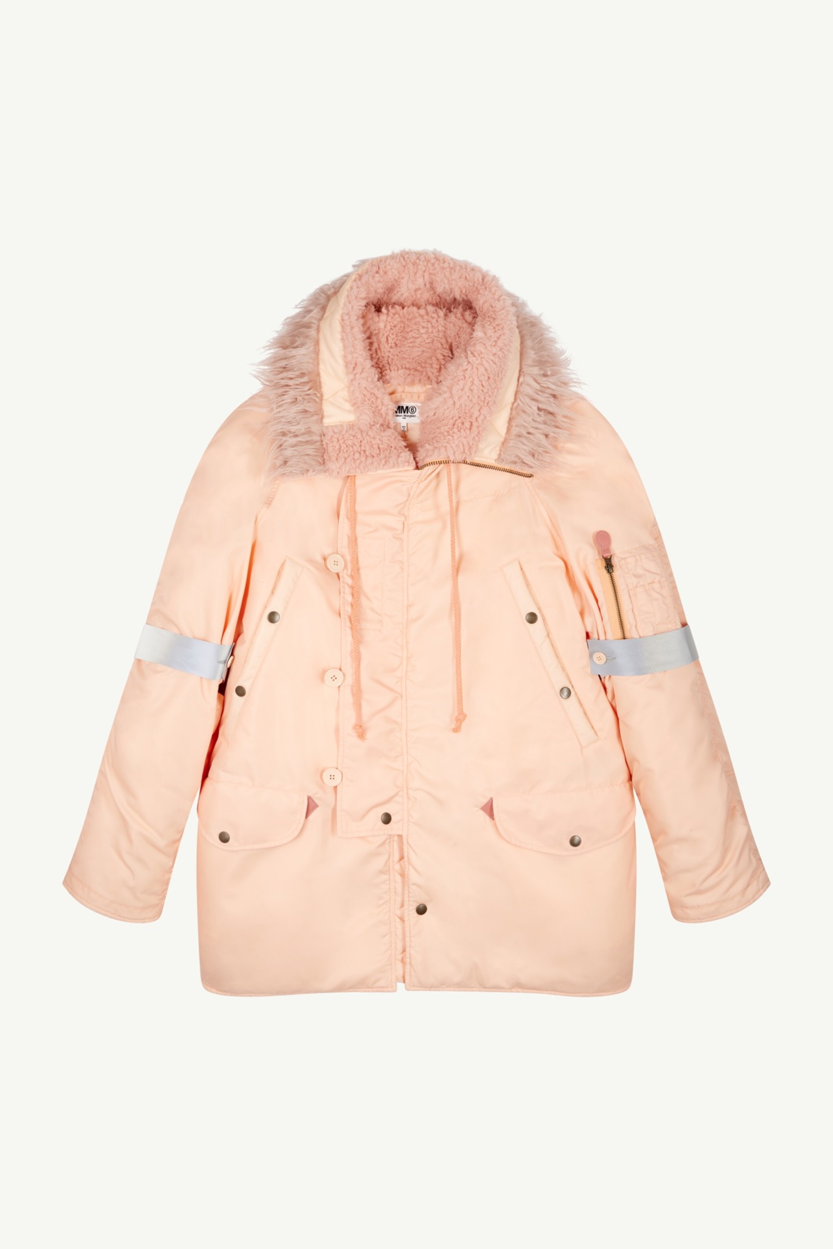 Faux fur collar long-line jacket - 1