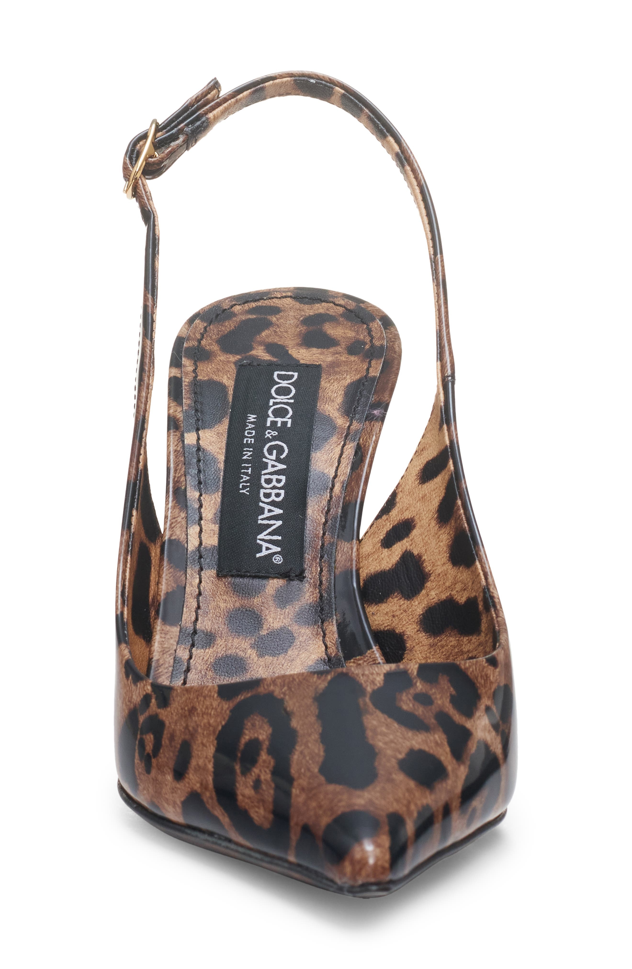 Leopard Print Pointed Toe Slingback Pump - 4