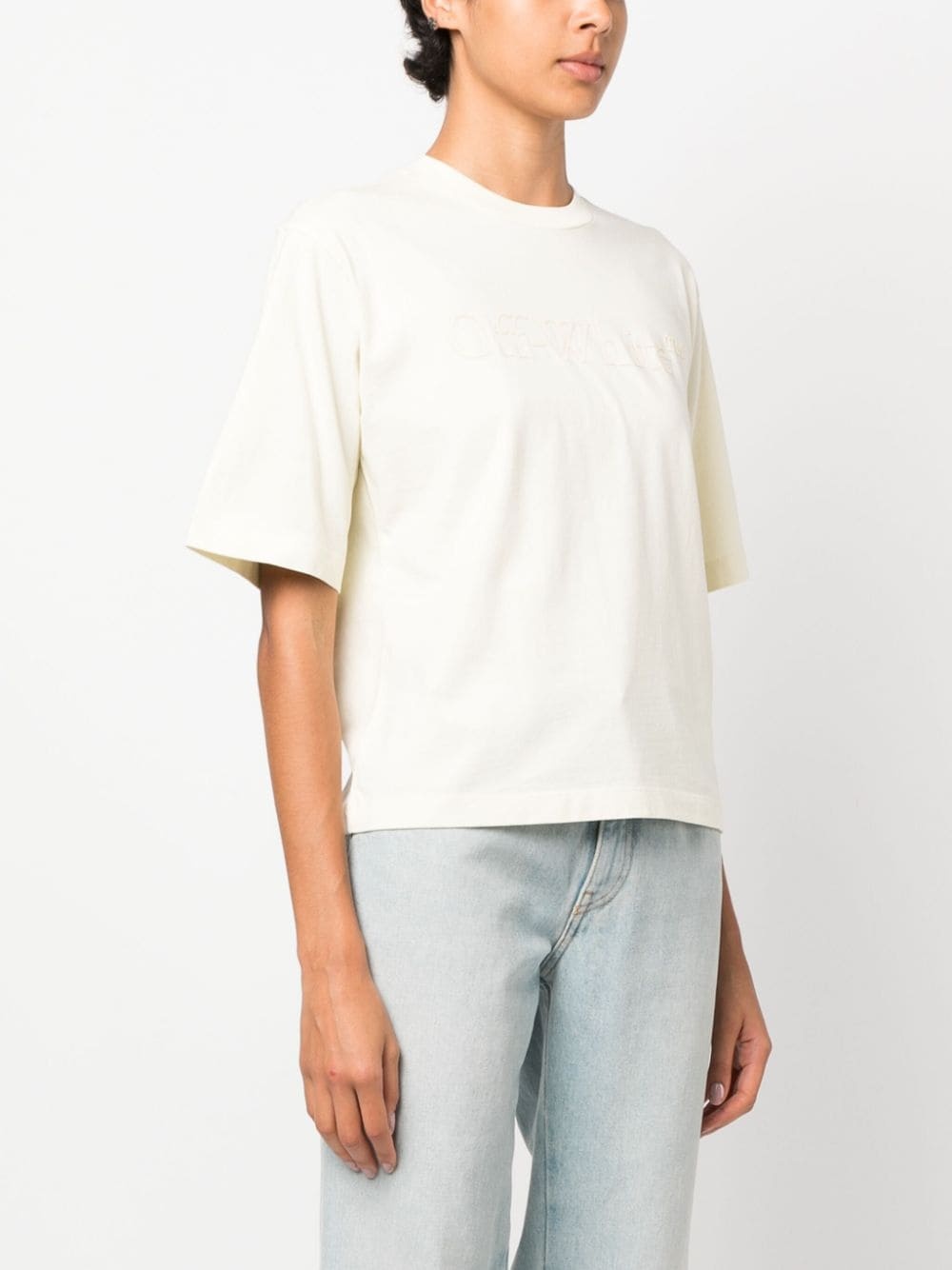 logo-embossed cotton T-shirt - 3