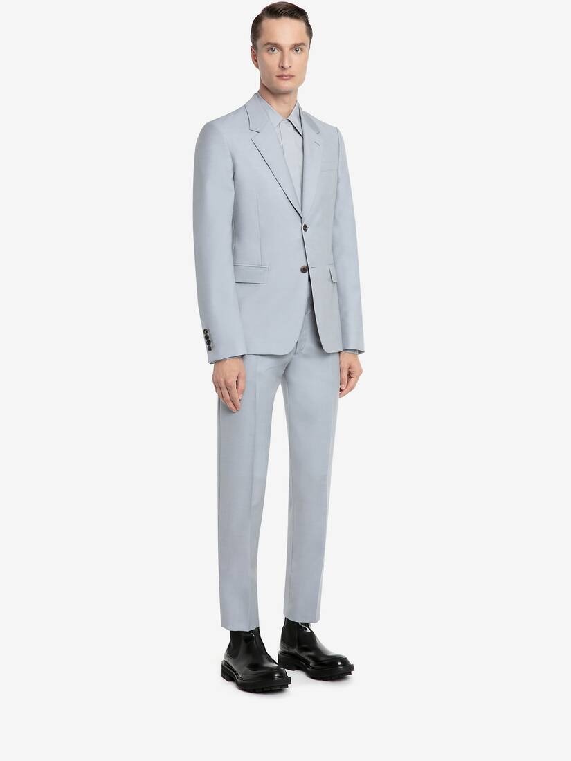 Men's Tailored Cigarette Trousers in Dove Grey - 3