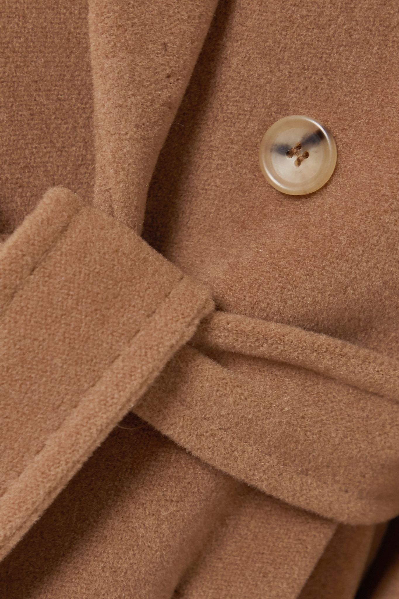 Belted double-breasted camel hair and wool-blend coat - 4