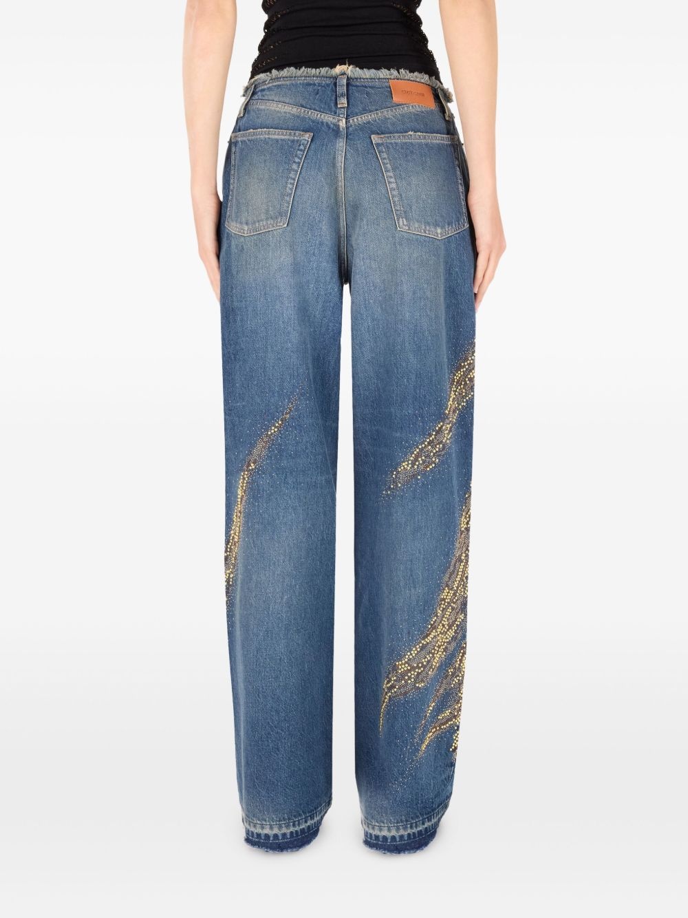 distressed wide-leg jeans - 4