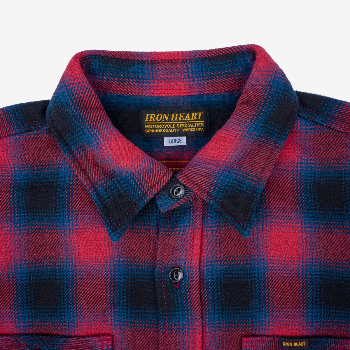 IHSH-379-RED Ultra Heavy Flannel Ombré Check Work Shirt - Red - 8
