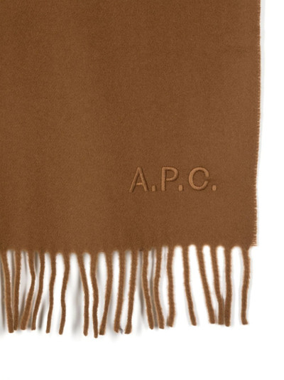 A.P.C. logo-embroidered wool scarf outlook