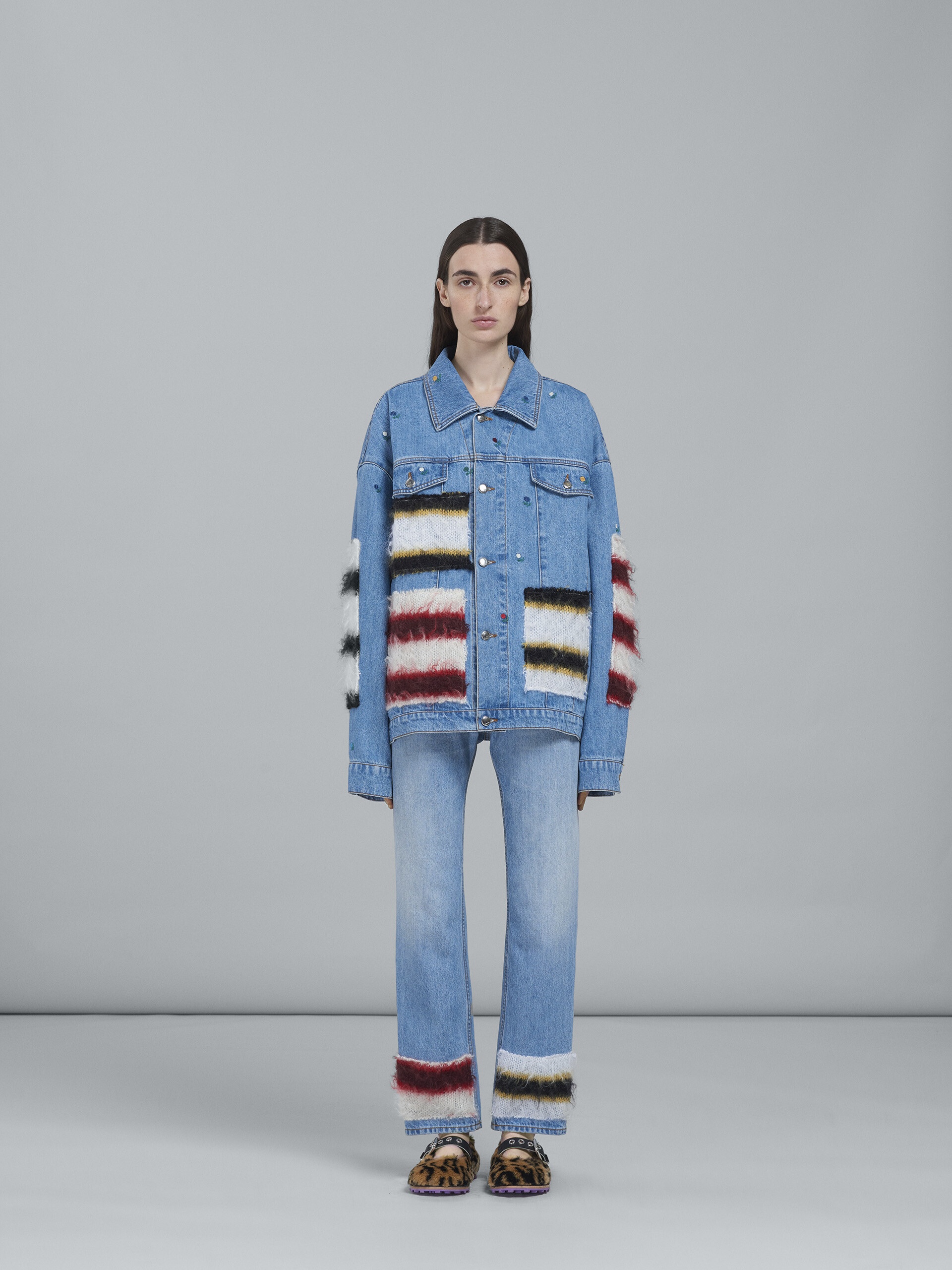 MOHAIR AND DENIM CROPPED TROUSERS - 2