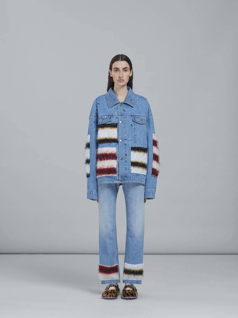 Marni MOHAIR AND DENIM CROPPED TROUSERS outlook