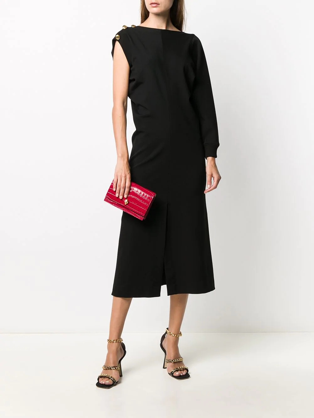 ribbed one-sleeve dress - 2
