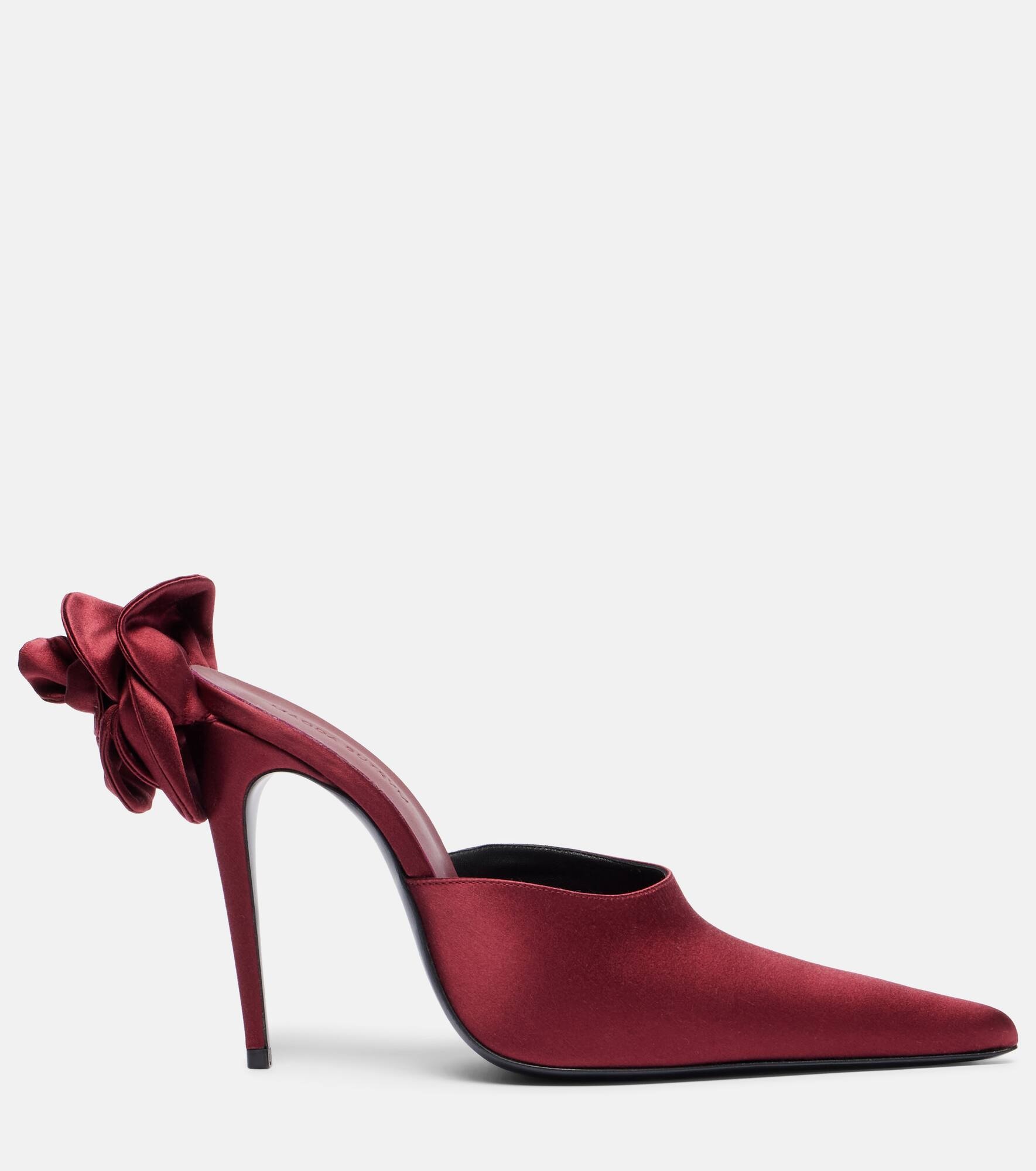 Floral-appliqué satin mules - 4