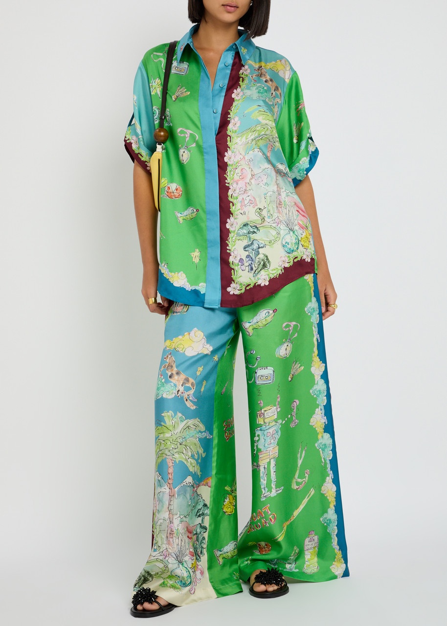 Alemais Daria Printed Silk-twill Trousers - 4