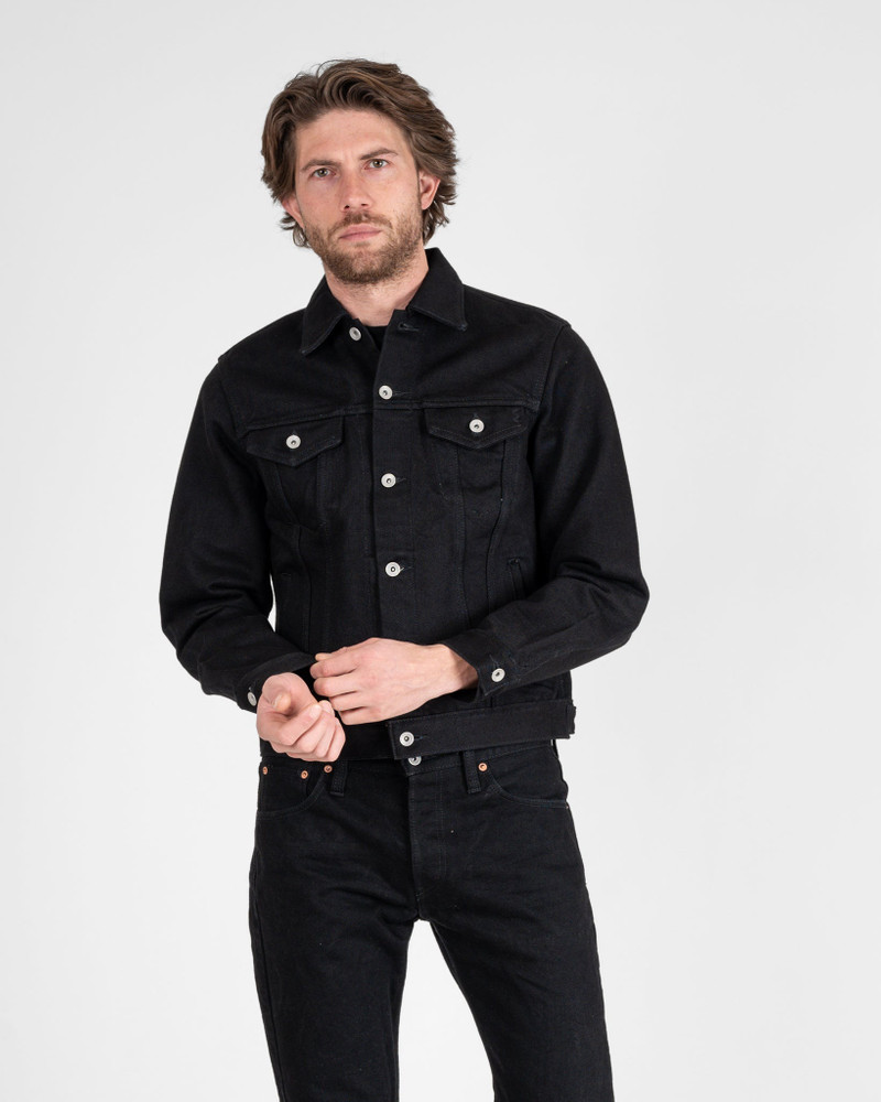 Iron Heart IH-526-SBG 21oz Selvedge Denim Modified Type III Jacket - Superblack (Fades To Grey) outlook