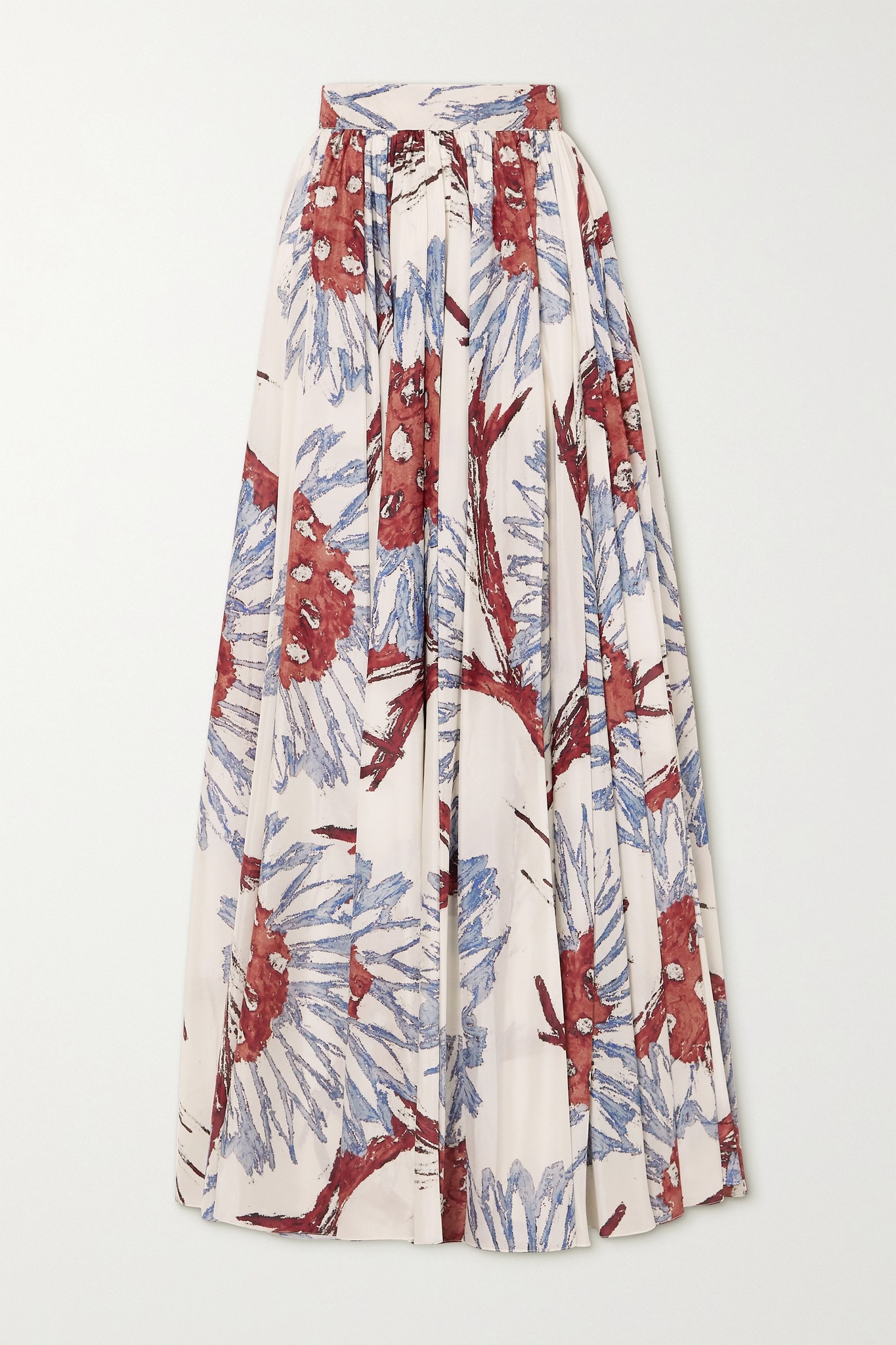 Floral-print silk crepe de chine maxi skirt - 1