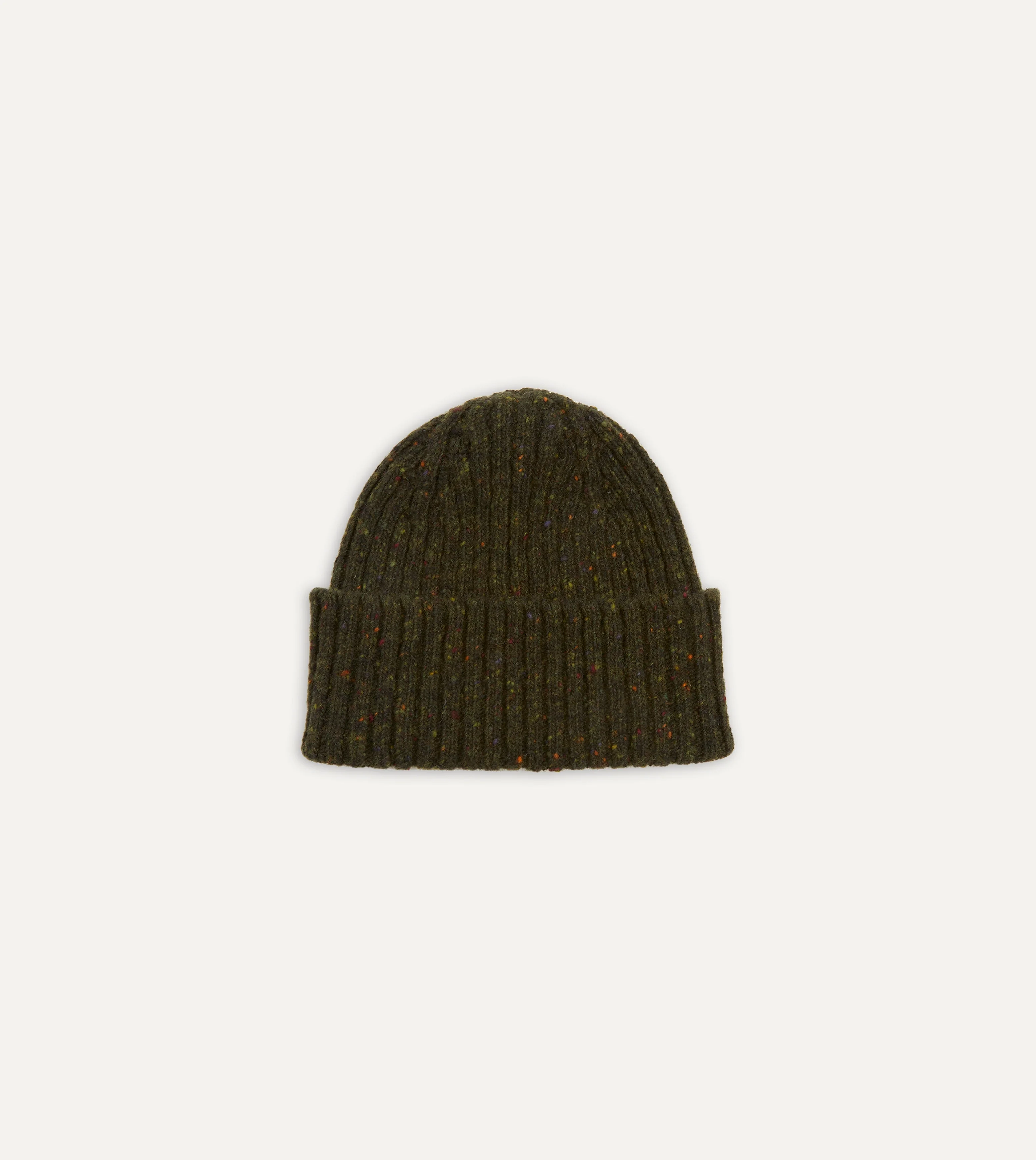 Green Ribbed Merino Donegal Knit Cap - 1