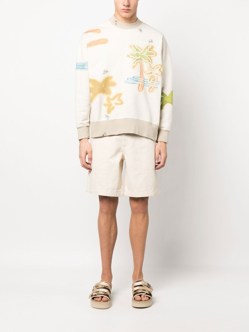 Palm Angels Sprayed Palm-print cotton sweatshirt outlook