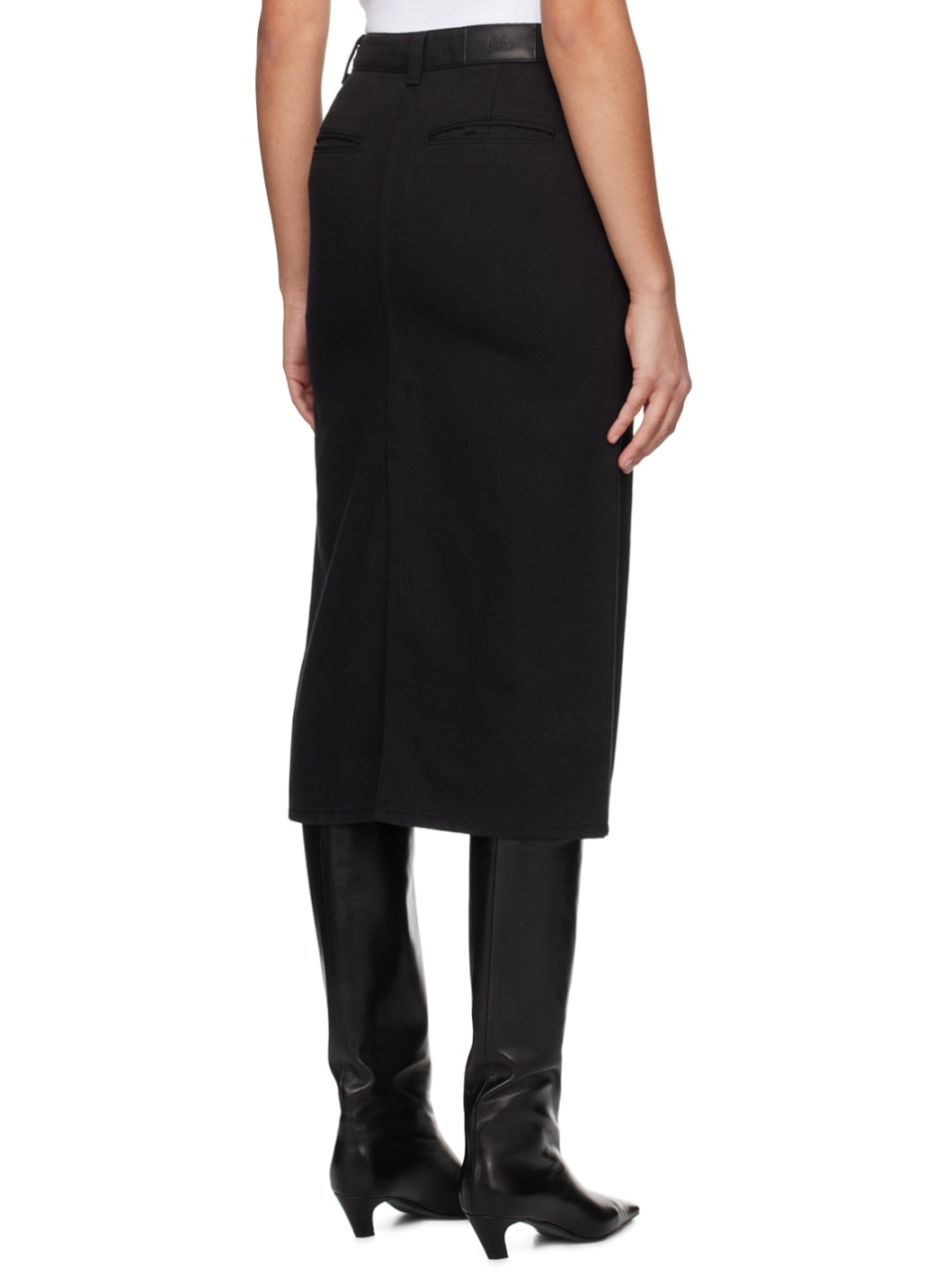 Black H-Line Denim Midi Skirt - 6