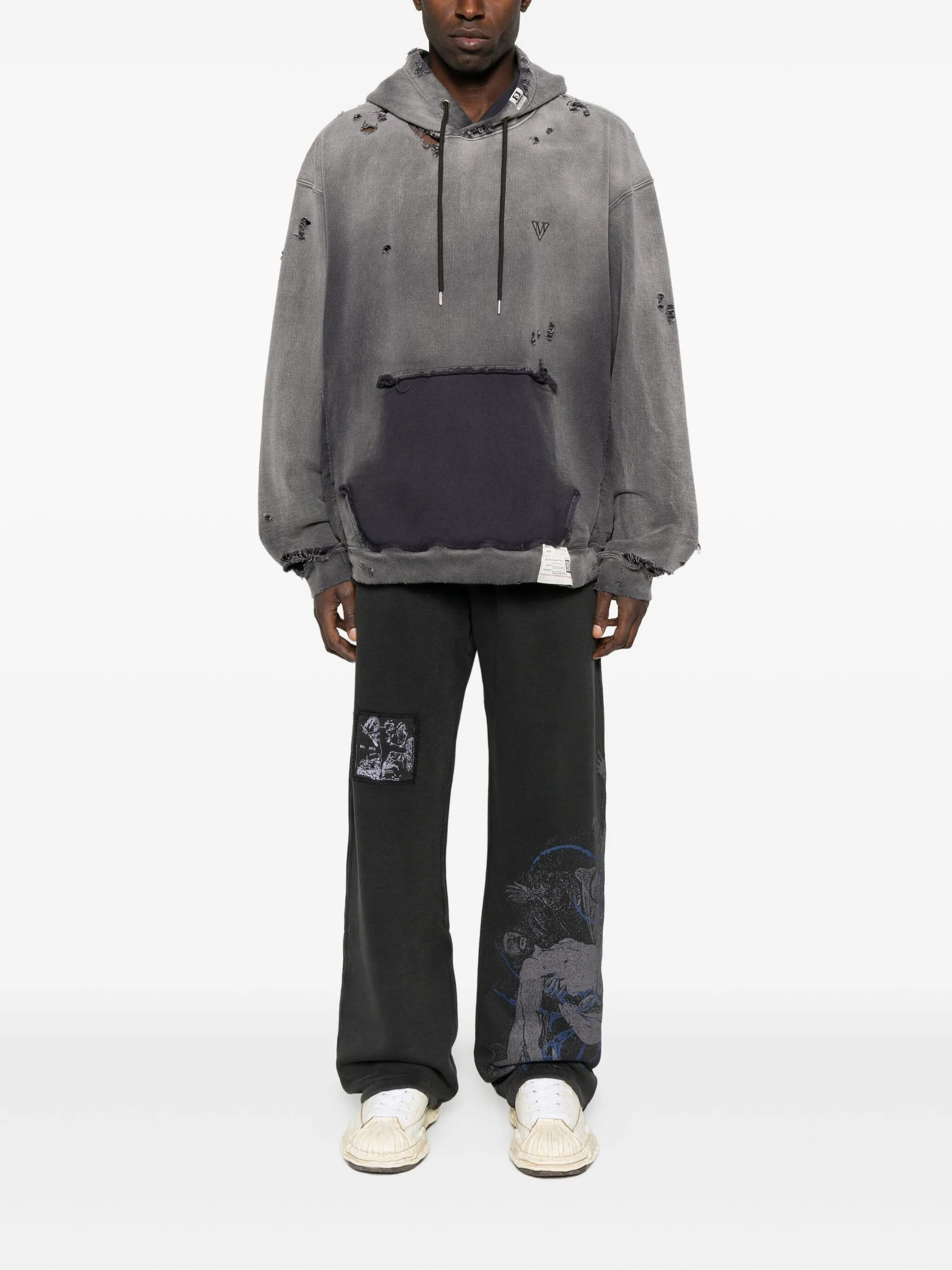 distressed cotton hoodie - 2