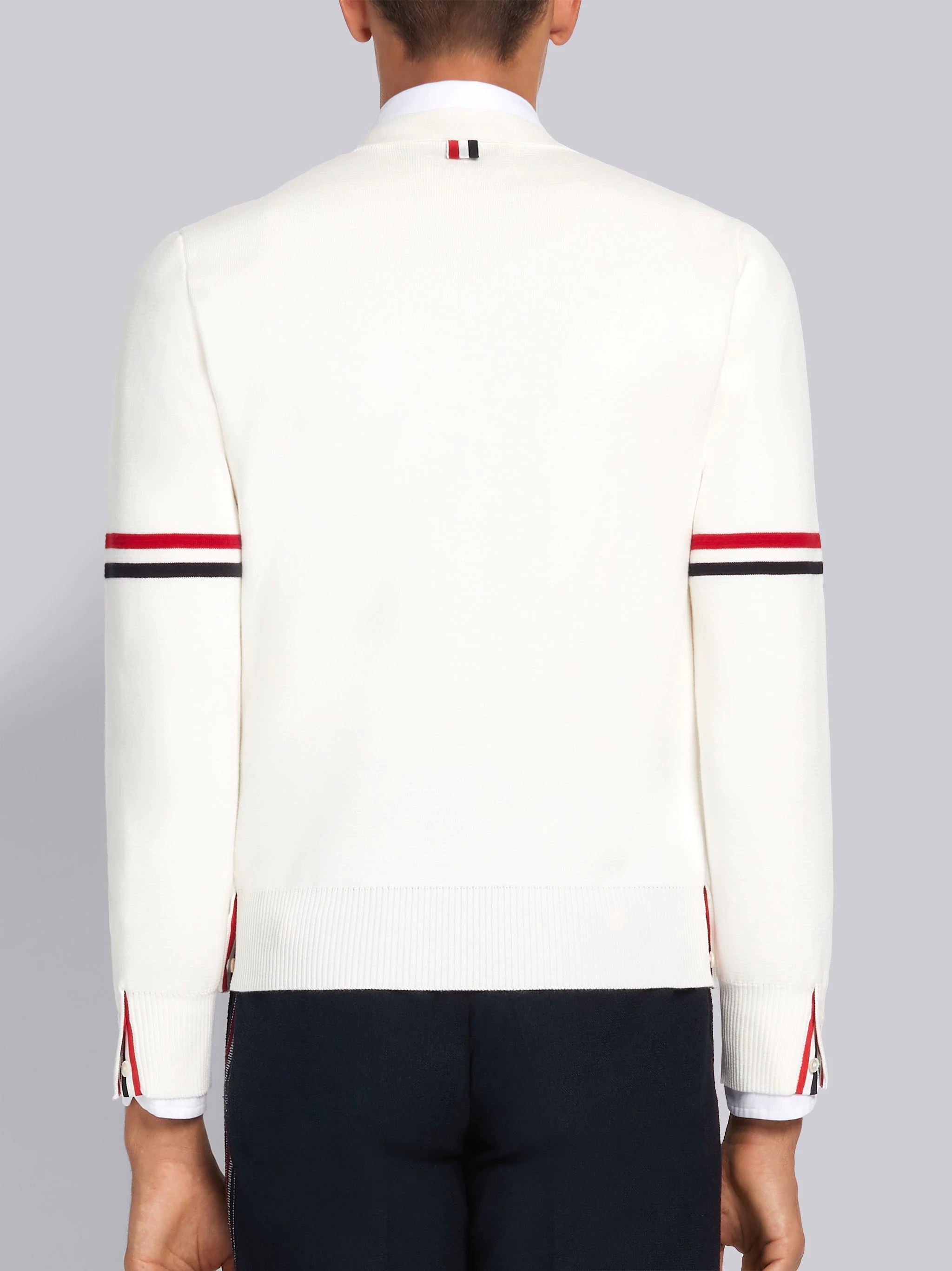 Thom Browne White Cotton Milano Stitch Stripe Armband V-Neck
