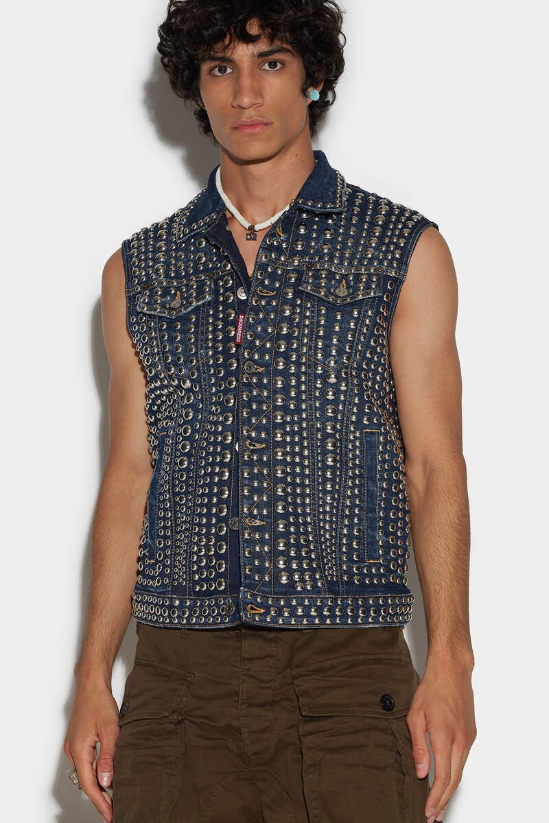 DARK CLEAN WASH CLASSIC JEAN VEST - 3