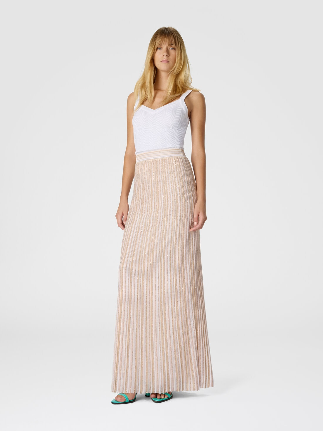 Long Skirt with Lamé Stripes - 2