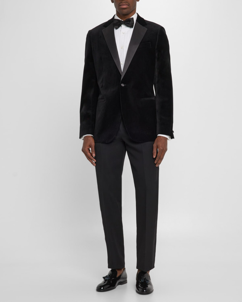 REISS Men's Ace Velvet Satin-Trim Blazer outlook