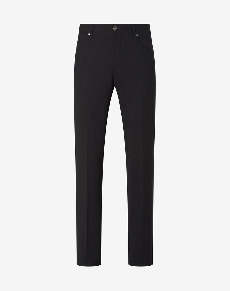 Black cotton and cashmere 5-pockets trousers 1