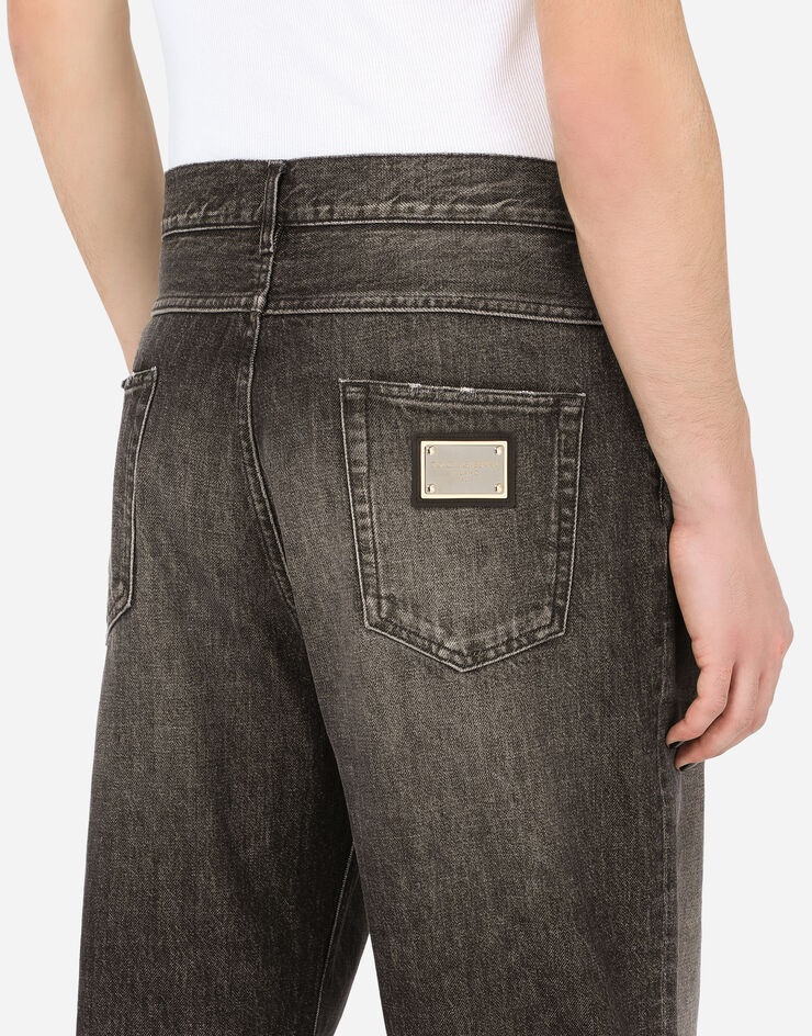 Oversize dark gray wash jeans - 5