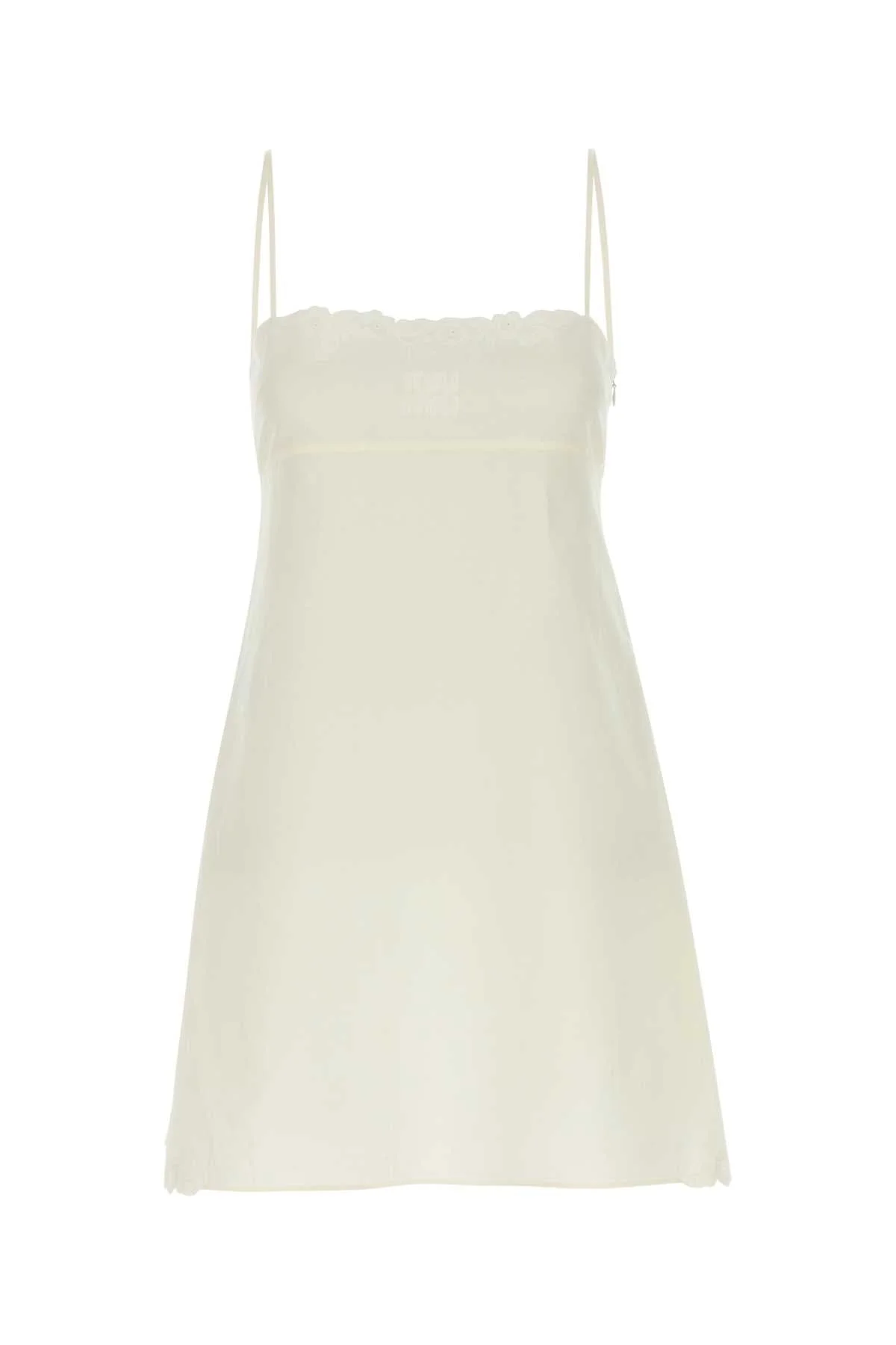 Miu Miu Women White Linen Blend Mini Dress - 1