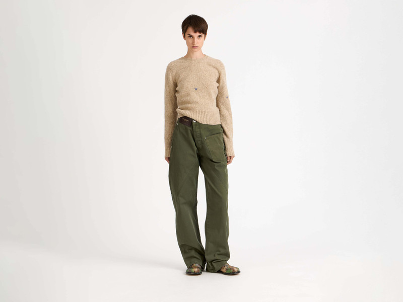 JW Anderson WOMENS TWISTED WORKWEAR JEANS IN WASHED GREEN outlook