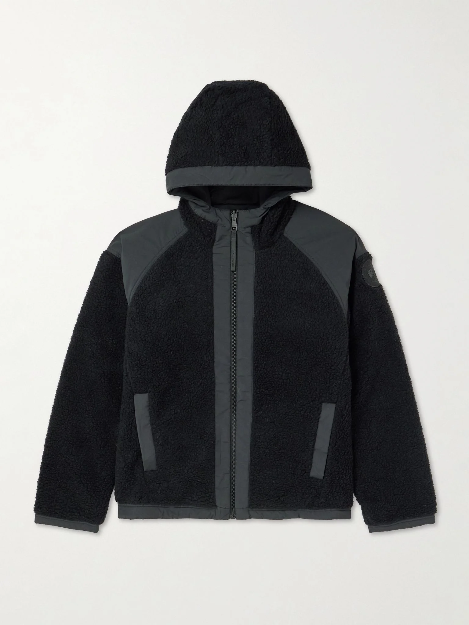 Alberni Reversible Ripstop and Wool-Blend Fleece Hooded Jacket Black - 1