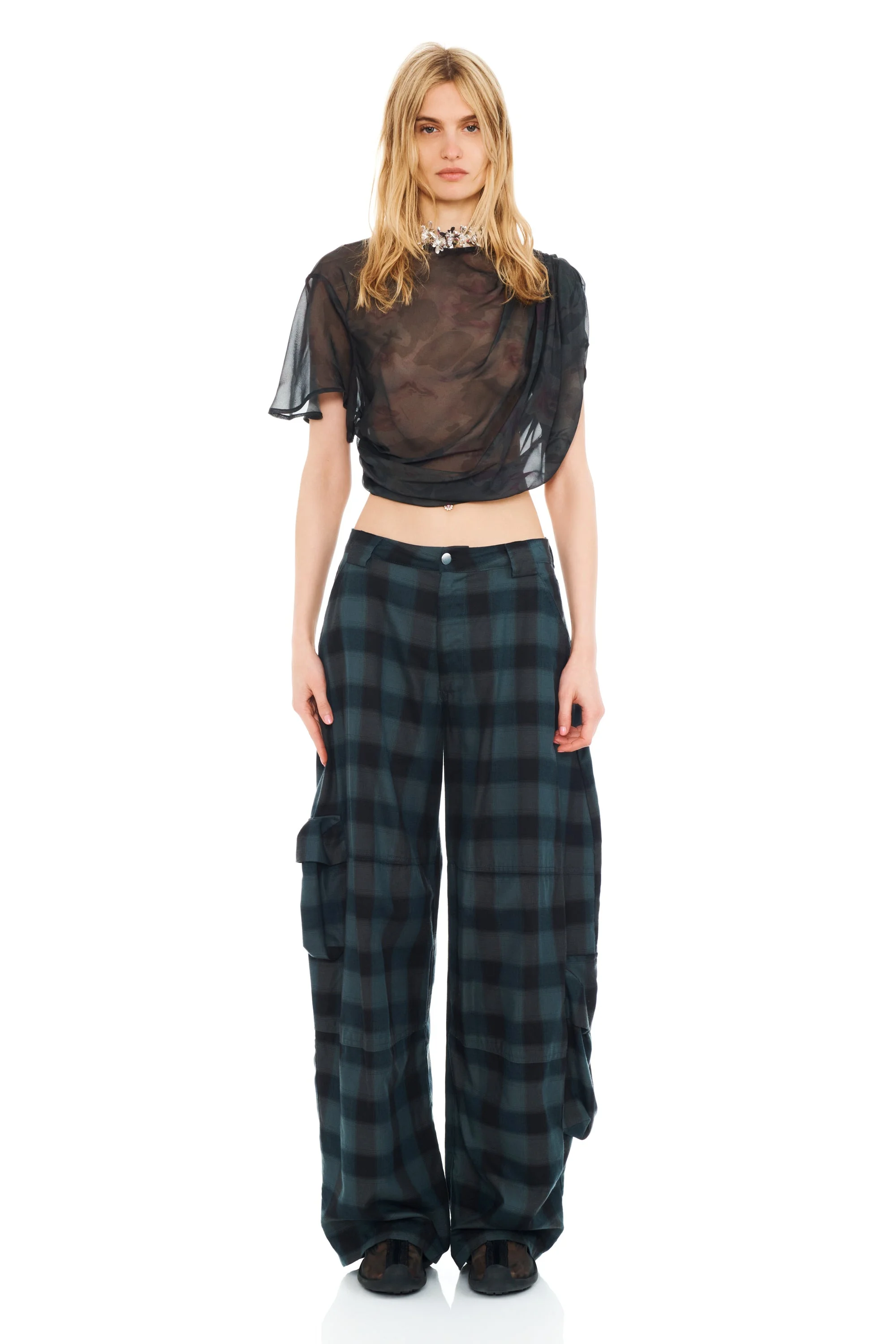 BLACK WATERCOLOR ROSES EVA DRAPED TOP - 1