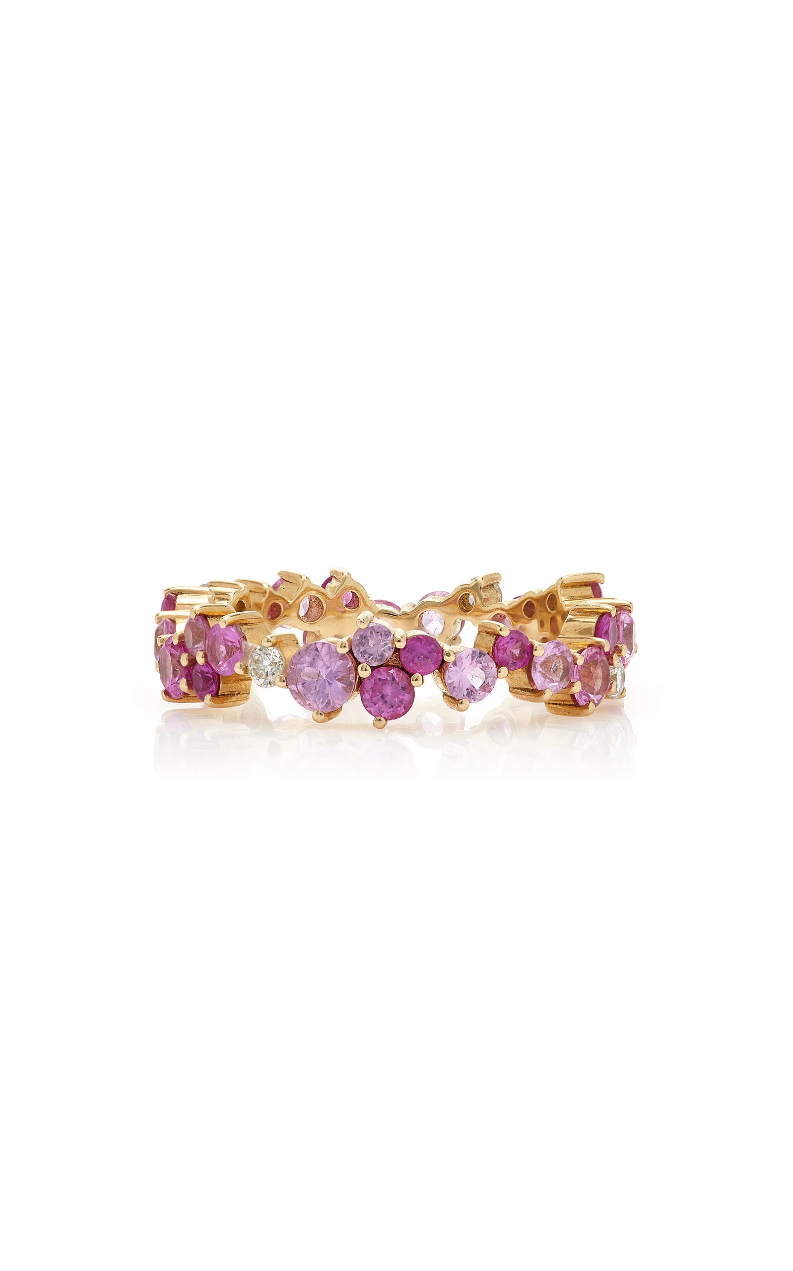 14K Gold, Diamond, and Pink Sapphire Cocktail Eternity Ring pink - 1