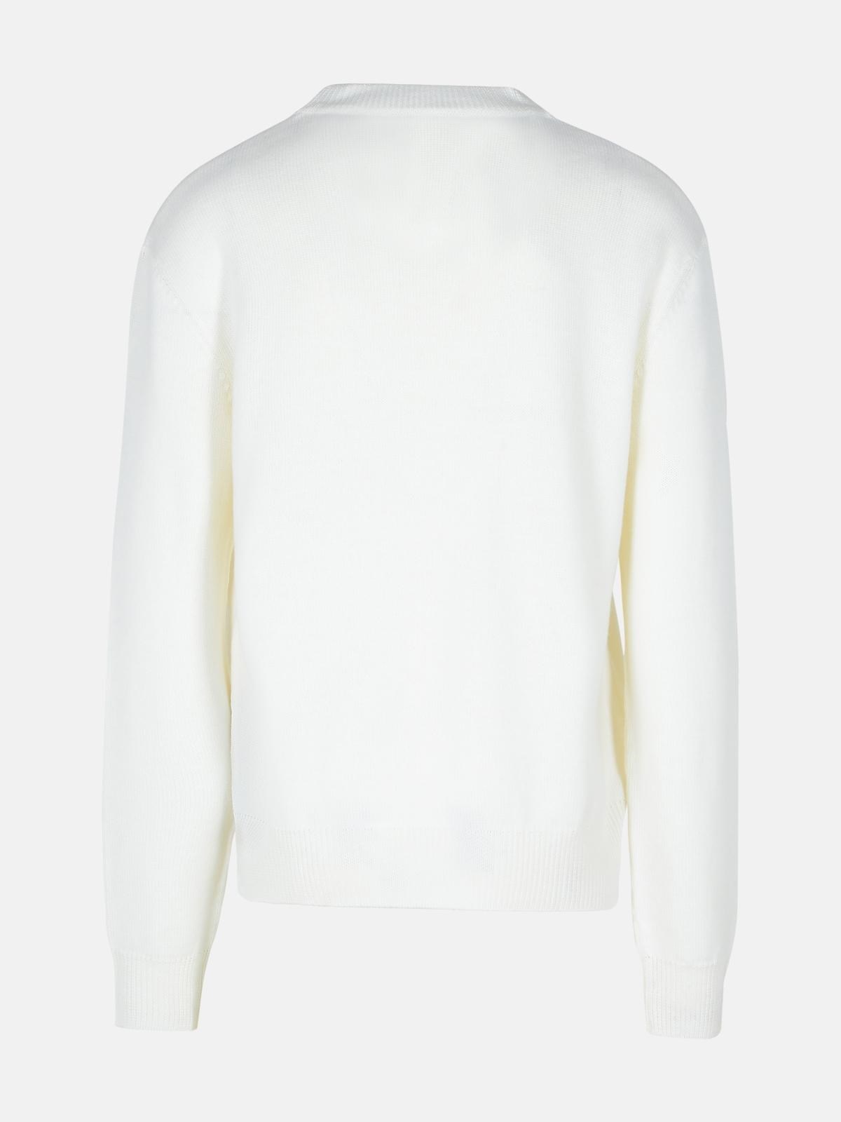 'KISS' WHITE WOOL SWEATER - 3