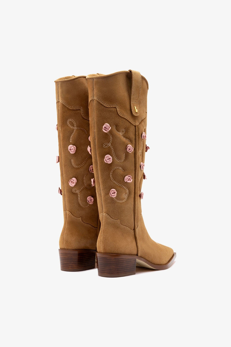 Paloma Boot In Peanut Suede And Tulip Leather 6