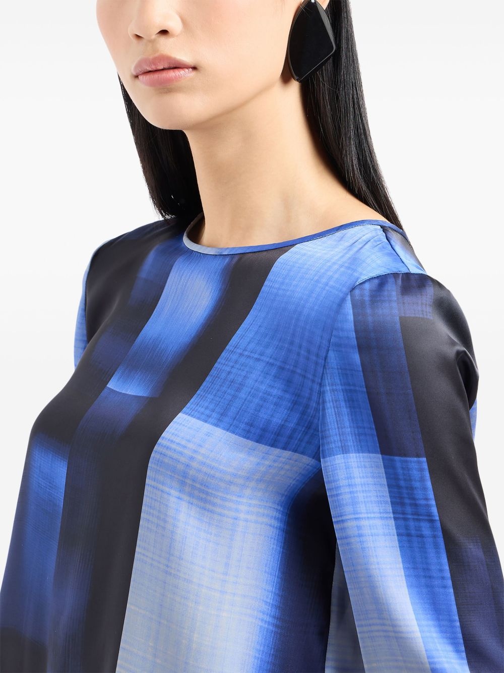 colour-block-print keyhole blouse - 5
