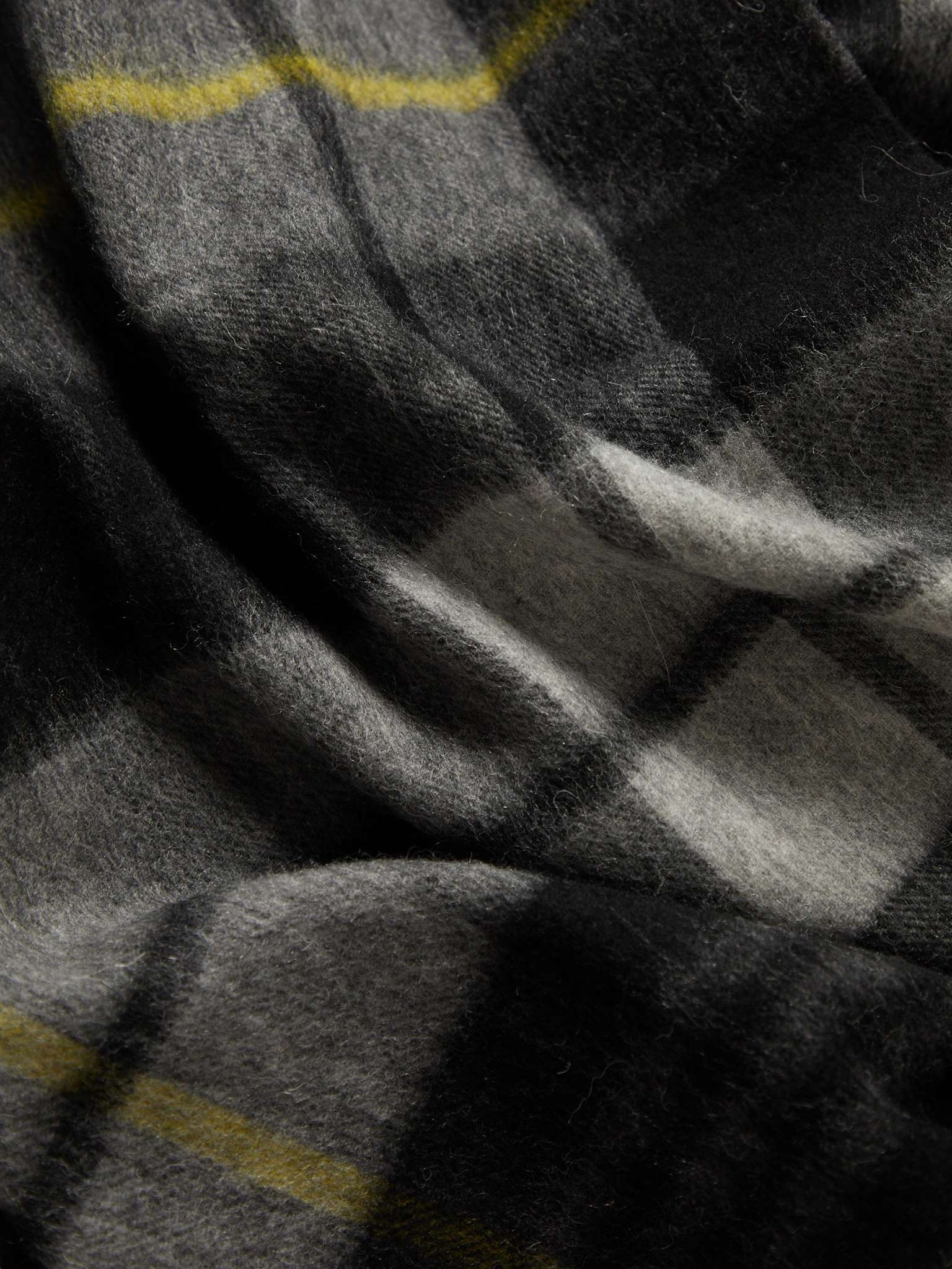 Fringed Checked Wool Scarf - 3