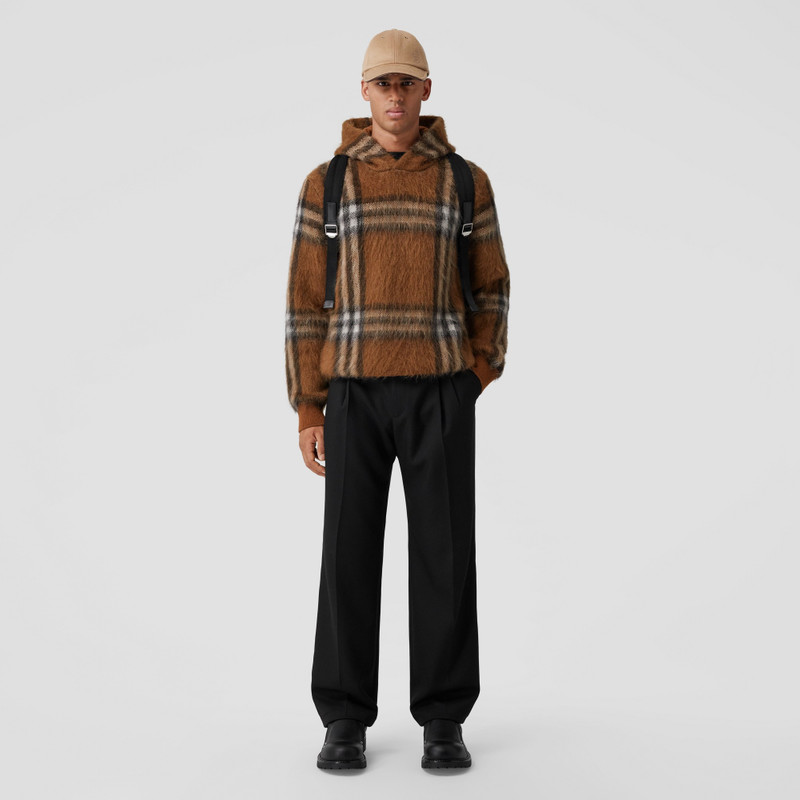 Exaggerated Check Wool Mohair Blend Hoodie 4