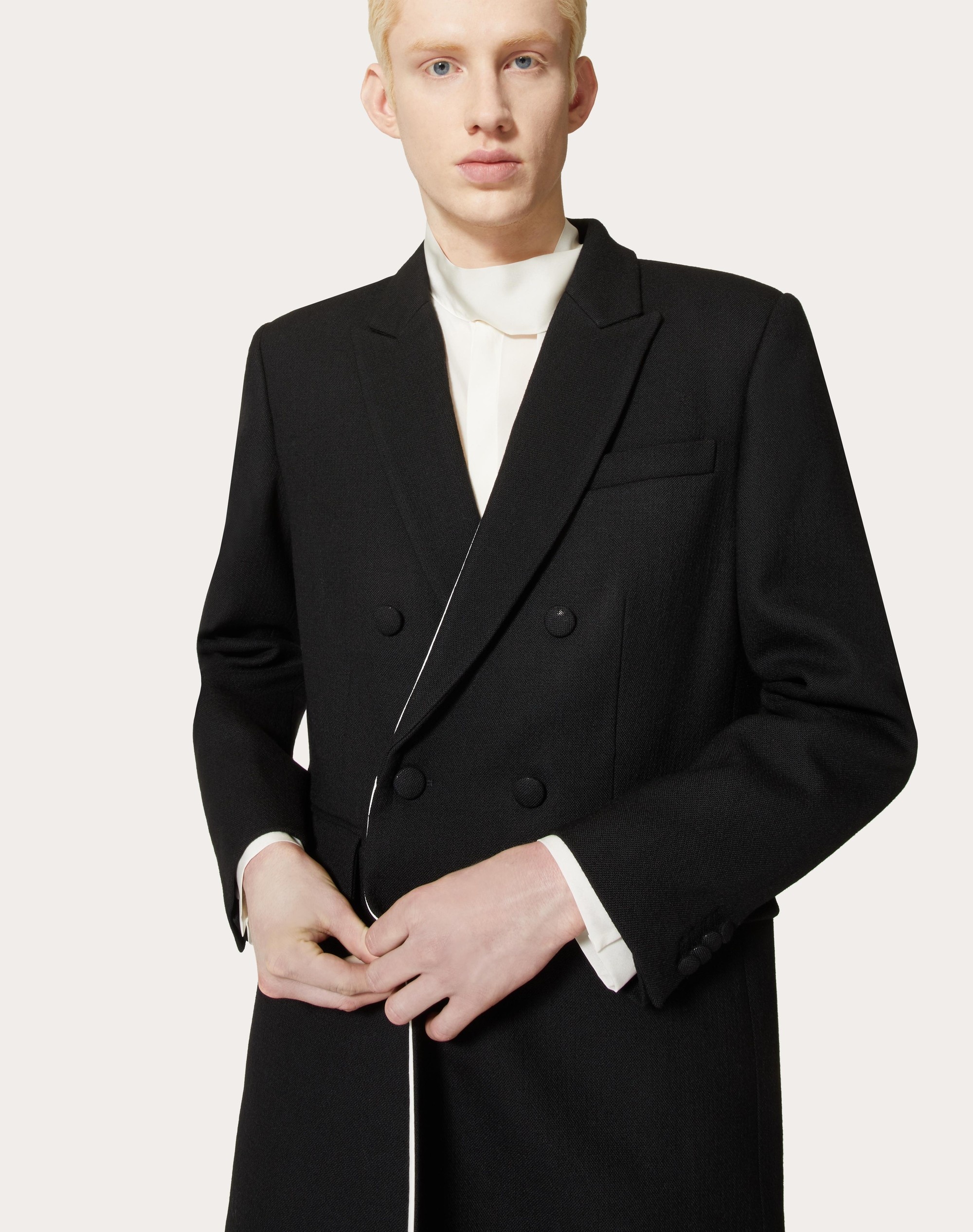 DOUBLE-BREASTED WOOL COAT - 5