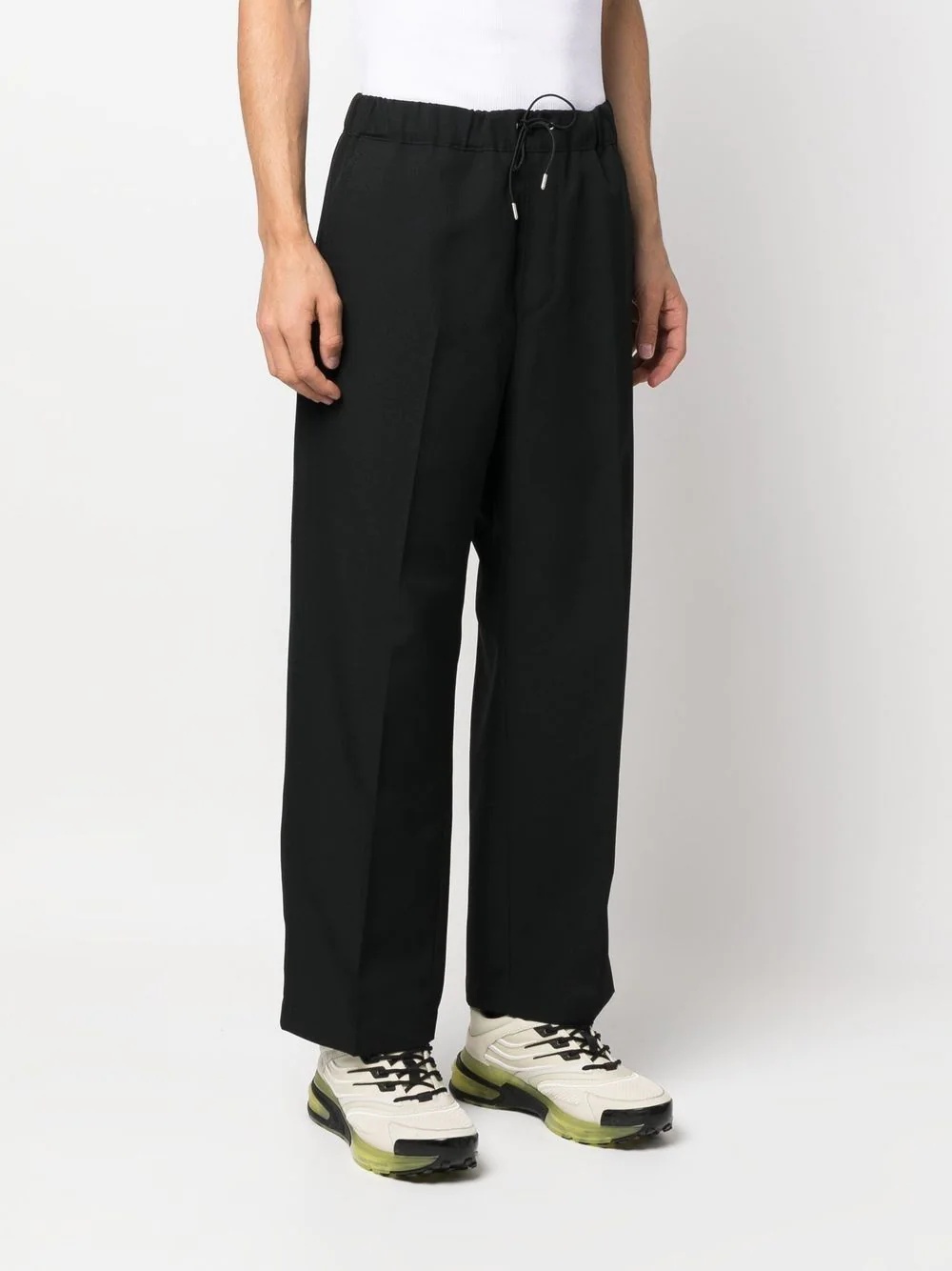 drawstring-waist straight-leg trousers - 3