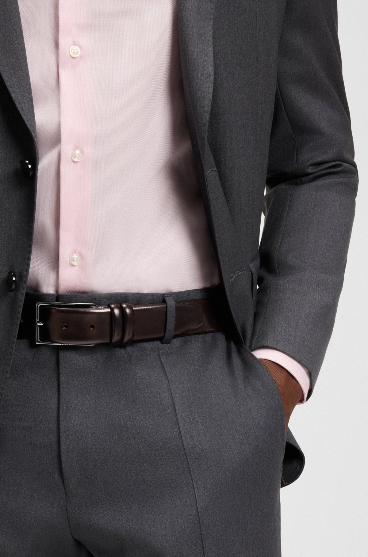 VEGETABLE-TANNED LEATHER BELT WITH GUNMETAL HARDWARE - 2