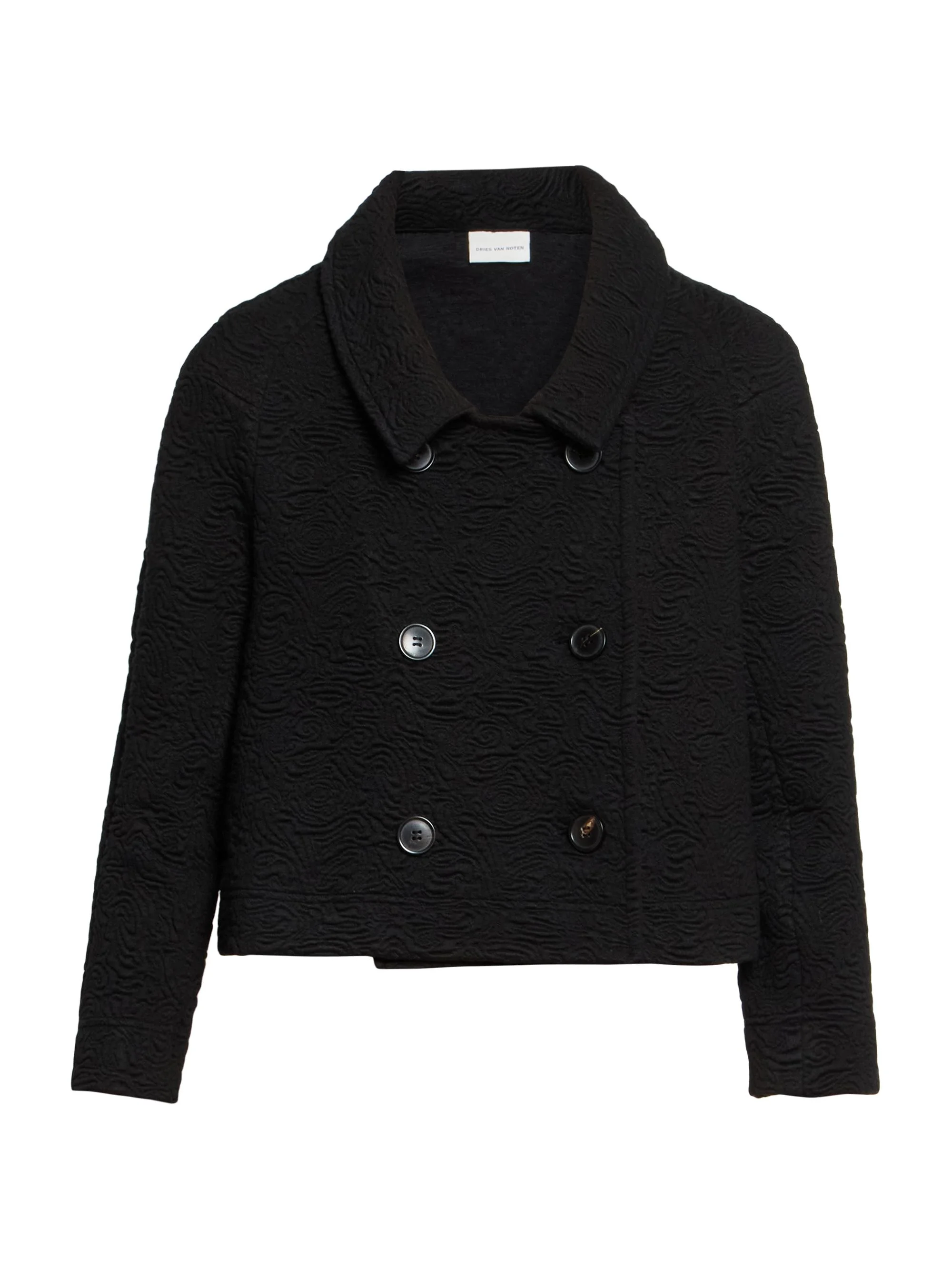 Women's Huvia Matelassé A-line Crop Jacket - Black - 1