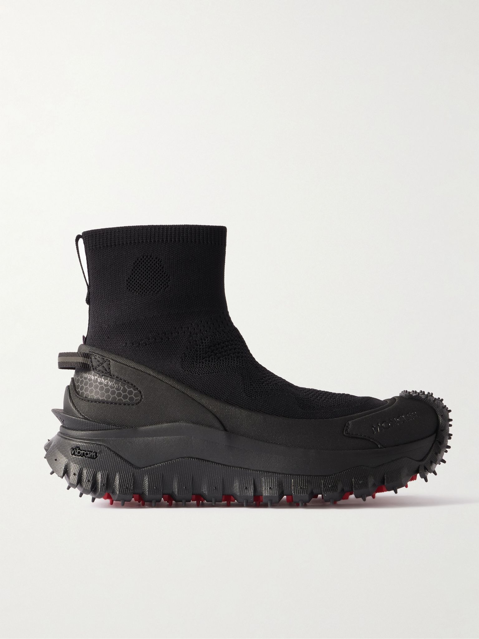 Trailgrip rubber-trimmed stretch-knit sneakers Black - 1