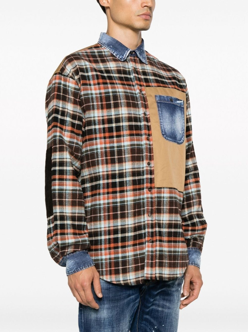 denim-details check-pattern shirt 3