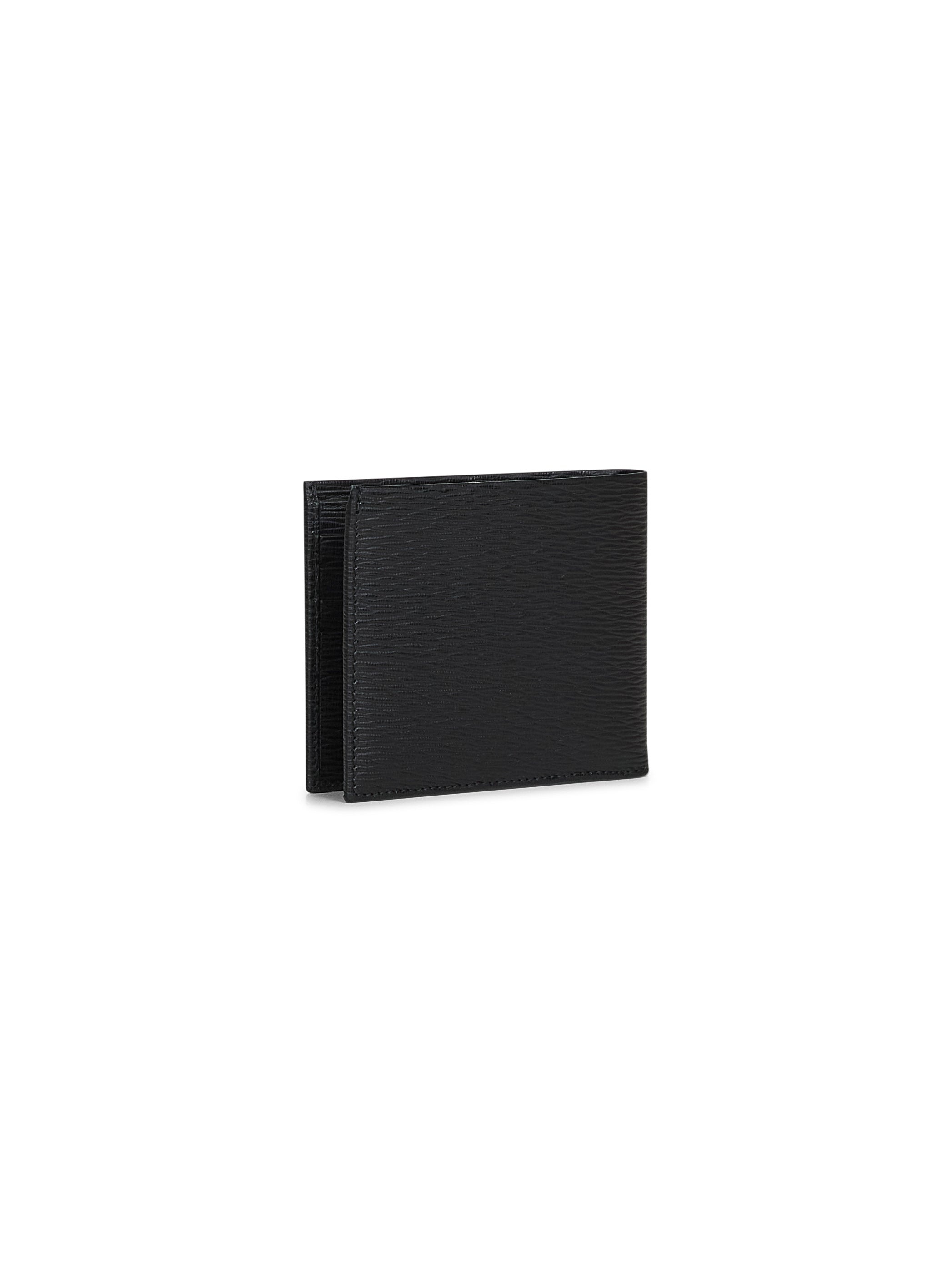 Black hammered calfskin Gancini wallet - 3